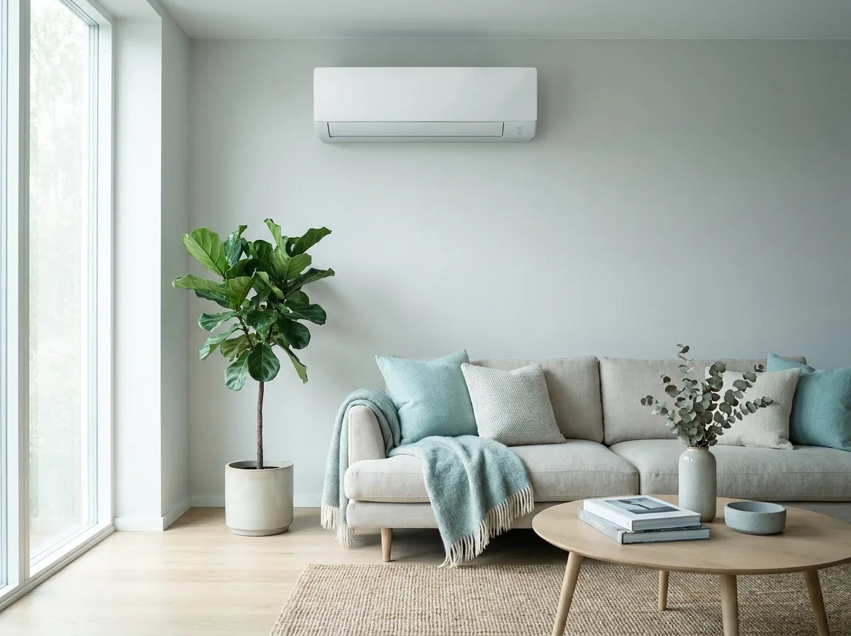 Wand-airco van 21 Graden in een moderne woonkamer