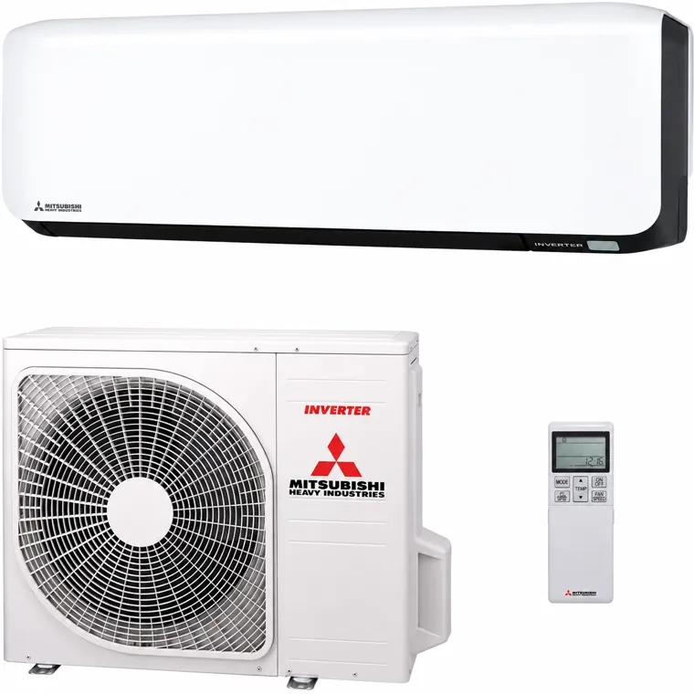 Mitsubishi single-split airco: binnenunit, buitenunit en afstandsbediening
